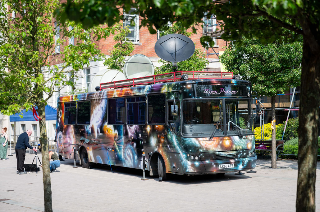 Space bus park at the University of Leeds Be Curious event