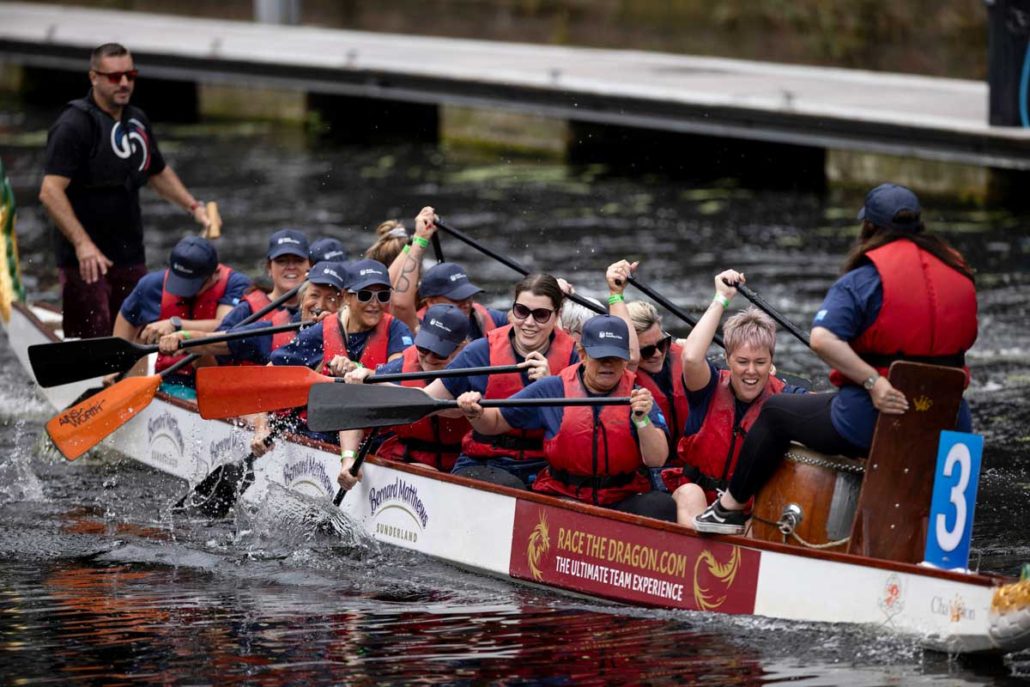 A team row on a Dragonboat